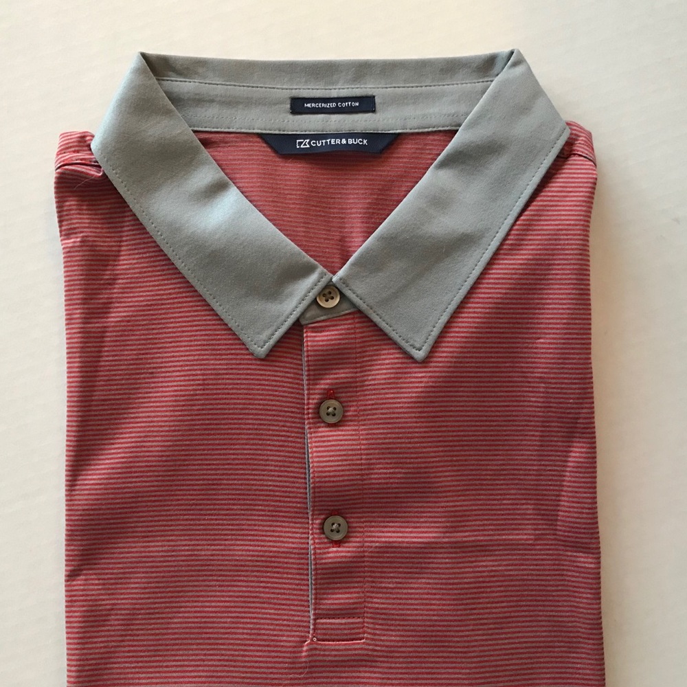 NEW Cutter & Buck ⛳️ Golf Polo Shirt Red Gray